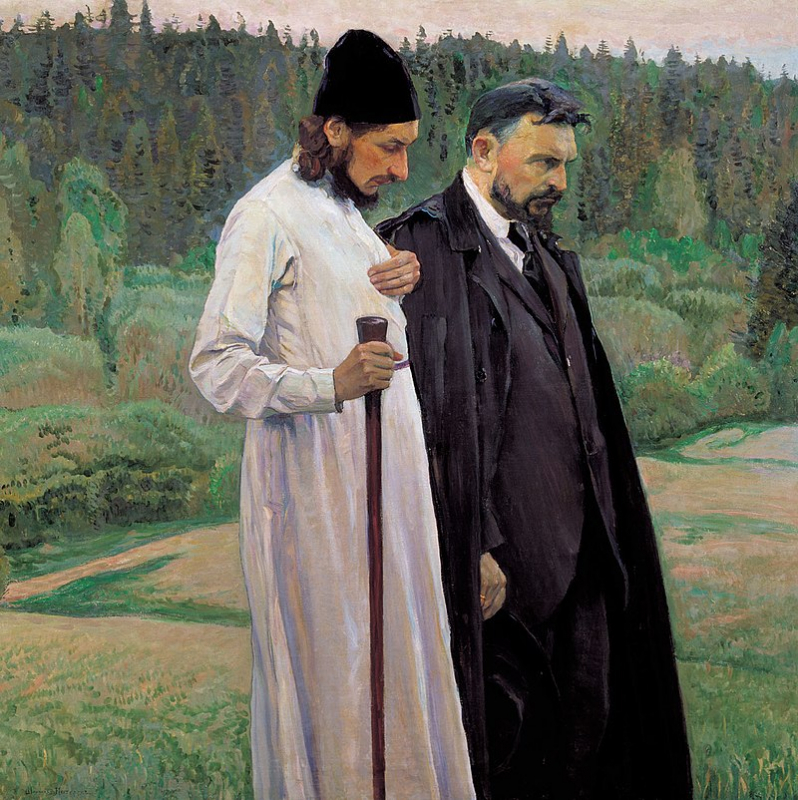 Павел Флоренский и Сергей Булгаков. Михаил Нестеров. Масло. 1917 г.