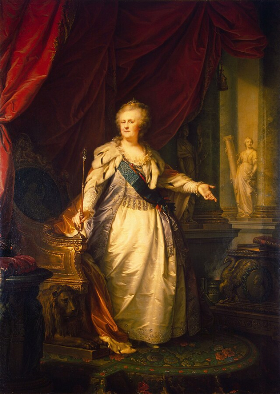 Живописец приложил немало усилий, чтобы скрыть возраст 64-летней императрицы. И. Лампи-старший. 1793 г.